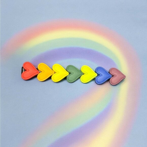 PRIDE HEARTS RAINBOW HAIR BARRETTE - Picture 3 of 8